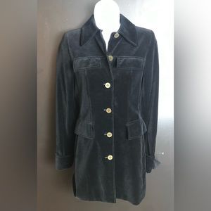 Vtg J.CREW Collection Italy Velvet Velour Jacket Mid Length Coat Rare Blazer